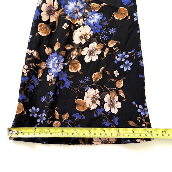 Amour Vert Floral Print Silk Blouse Top V Neck Waist Wrap Long Bell Slv - Picture 11 of 12